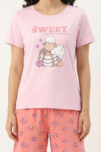 Zivame Farm Lore Knit Cotton Short Set - Light Pink — thumbnail 5